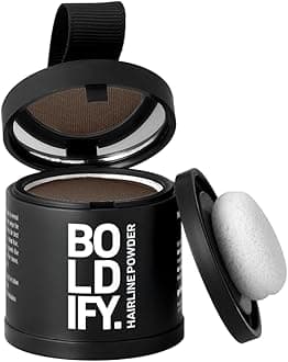 BOLDIFY Hairline Powder (LARGE, 10g) - Root Touch Up Hair Color for Gray Coverage - Bald Spot Concealing Hair Powder for Women & Men - 24-Hour Stain-Proof - Medium Brown