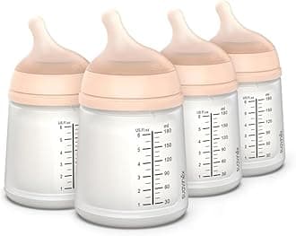 SuavinexZero Zero Anti Colic Baby Bottle, No 1 Spanish Baby Bottle Brand, Minimizes Bottle Rejection & Nipple Confusion, Perfect for Breastfeeding Babies, Adaptable Flow, 4 Pk 6 oz, Fair