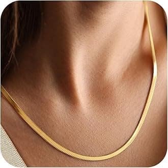CHESKY Gold Necklace for Women-14K Plated/S925 sterling silver Snake Chain Necklace Dainty Simple Chunky Herringbone Necklace Gold Choker Necklaces Jewelry for Women