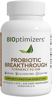 BIOptimizers Probiotic Breakthrough – Lactobacillus Plantarum OM Probiotics & Prebiotics Health Supplement for Gut, Digestive & Immune Support Probiotics for Women Men Elderly– 60 Vegan Capsules