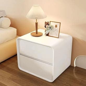 Nightstands, Side End Table with 2 Drawers, Bedside Table with Storage, Small Dresser with 2 Drawers, Bedside Furniture, Night Stand, End Table with Fabric Bins for Bedroom, Closet, Entryway (Cream)