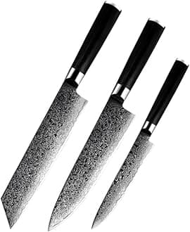 Obsidian Series 5-Piece Knife Set - Professional Chef Knives with Ultra Sharp 67 Layer Damascus Steel Blades, Ergonomic G10 Handles for Precision Cutting, Home Cooking, Chopping & Kitchen Utility