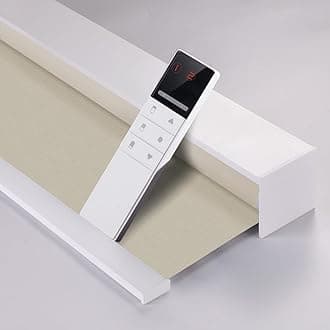 ZSHINE Motorized Blackout Window Blinds Customize Width Remote Control Rechargeable Motor Roller Shades for Windows, Home, Office, Hotel, Club, Restaurant(82026C)…