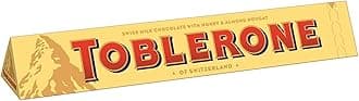 Toblerone of Switzerland Milk Chocolate with Honey and Almond Nougat, 200 Grams