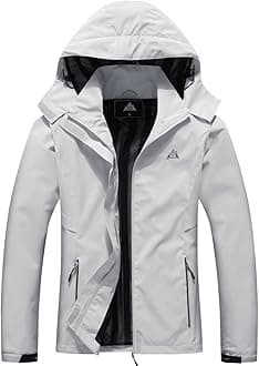 MOERDENG Women's Waterproof Rain Jacket Lightweight Raincoat Hooded Hiking Jacket Softshell Windbreaker