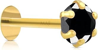 MAJIRound Diamond 14Karat Pure Yellow Gold Nose Pins Studs For Women And Girl