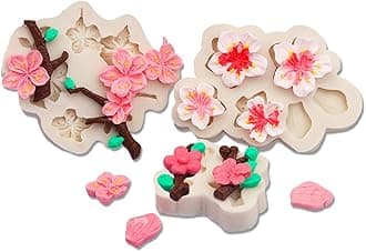 3Pcs Plum blossom shape silicone Molds for DIY Cake Fondant Biscuit Cookies Sugar Pudding Chocolate Hard Candies Dessert Sugar Cupcake Decor