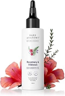 Bare Anatomy Nature x Science Rosemary Hibiscus Hair Growth Oil for Women & Men | Promotes New Hair Growth & Strengthens Hair|Nourishes Scalp & Controls Hair Fall | Suitable for All Hair Types 100ml