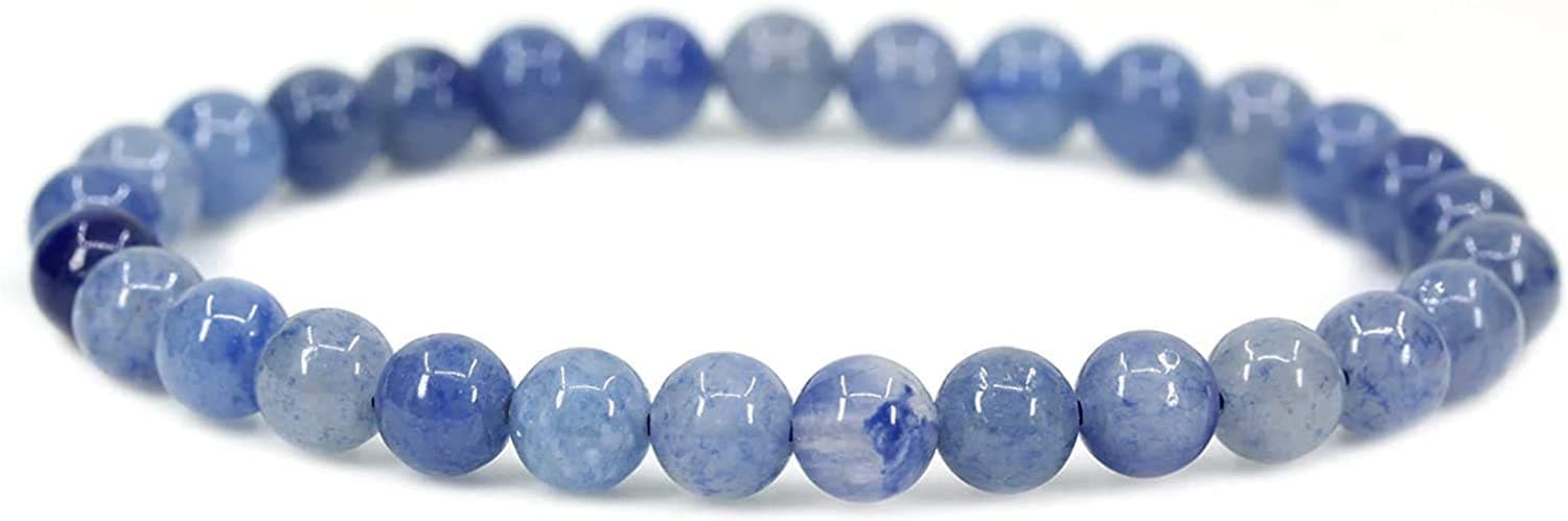 Gem Semi Precious Gemstone 6mm Round Beads Stretch Bracelet 7" Unisex