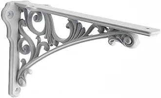 Decorative Shelf Bracket 8 inch, White Brackets for Shelving, Heavy Duty Vintage, DIY Projects, Hardware Included, 4 Pack, 7.87x5.6x1.73 inch,Baroque Style
