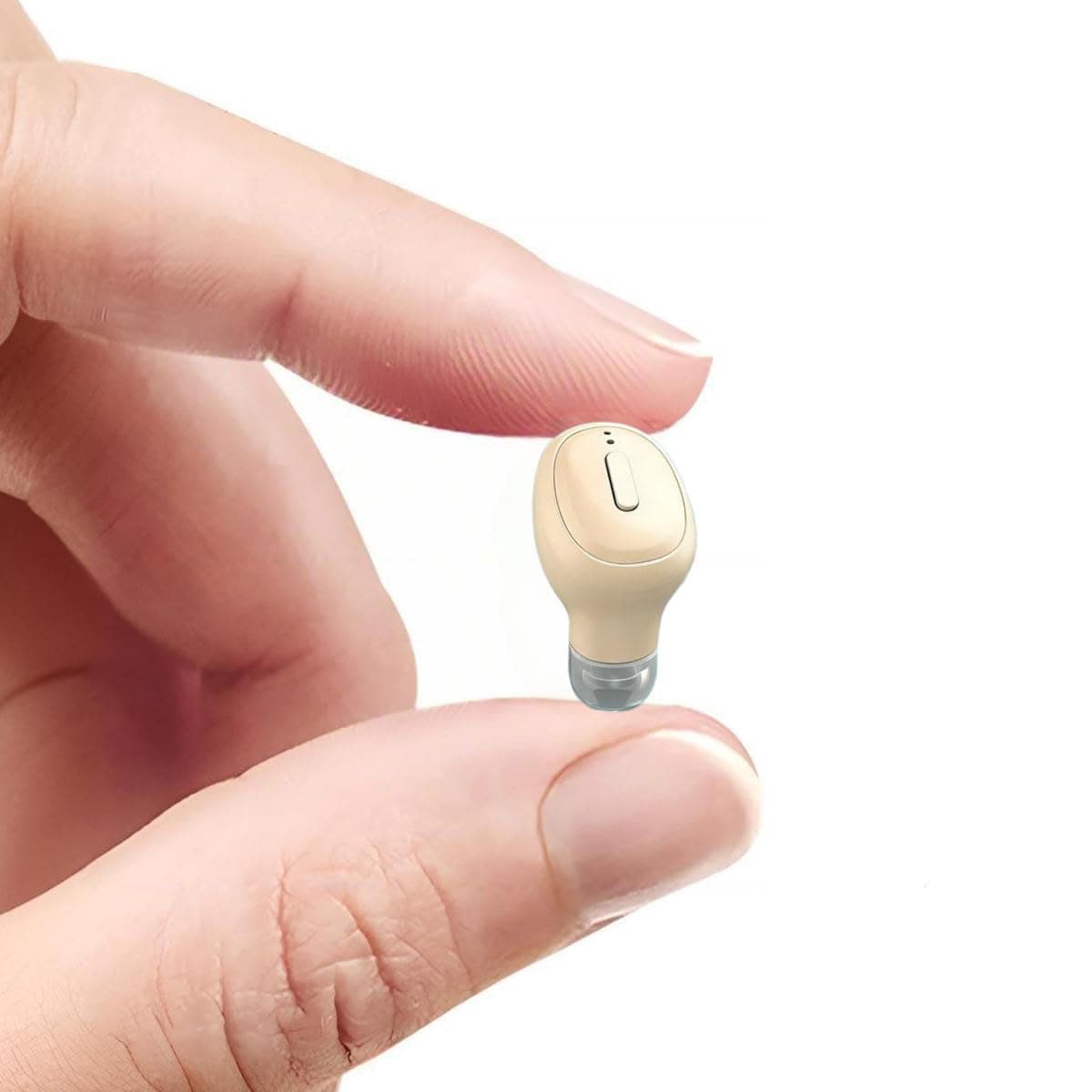 SYSFUN Single Bluetooth Wireless Earbuds, Mini Invisible in Ear Wireless Bluetooth Headphone 12 Hours Super Long Battery Life Suitable for Sports Work and Sleep- Beige