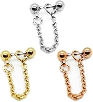 16g Conch chain earring, Rose Gold conch hoop earring, helix earring, ear cartilage chain earring jewelry, 316l surgical steel, Sold individually