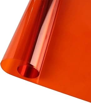 Red Transparent Film, Decorative Window Film Halloween Window Tint Film Colored Window Film Adhesive Vinyl Sun Blocking Heat Control Film for Christmas School Home Decoration