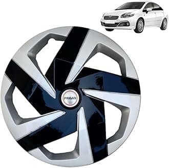 Prigan Wheel Cover for Linea Emotion Silver Black Wheel Cover 16" for Linea Emotion (Set of 4 Pcs) (Press Fitting) Model Name- Magnite DC 16