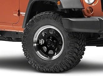 Mammoth 8 Aluminum 17x9 Glossy Black Wheel Compatible with 2007-2018 Jeep Wrangler JK Models | Aggressive 8-Hole OFF-Road Styling 17 Inch, 6mm Offset Jeep Rim | Durable Steel Matte Finish Wheel Rim