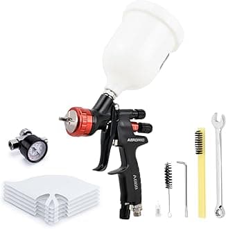 AEROPRO Tools A608 HVLP Air Spray Gun Kit, 1.3mm Nozzle, Regulator, 5pcs Paint Strainers, 600cc Cup, Auto Paint Spray Gun, Automotive Paint Gun, Car Paint Gun for Touch Up, Primer, Top Coat