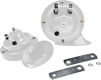 2 PCS 300DB Super Loud Train Horns, 12V Waterproof Air Double Horns Replacement Kit, Automotive Accessories Electric Snail Horn 12V Horn Kit Universal for Car, Motorcycle, Truck, Bike, Boat (Sliver)