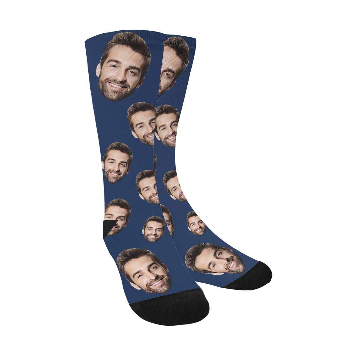 Custom Socks with Faces Change Men Face Size Personalized Printed Photo Crew Socks