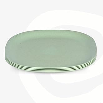 Set of 4 Earth-Friendly Square Dinner Plates |11 inch| Unbreakable Plates Made with Bamboo Fibers & Rice Husk Fiber | Microwave Safe Full Dinner Plates | for Hot & Cold Servings |Celeste