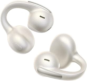 Bowie MC1 Pro Open Ear Clip-On Headphones, Hi-Res LDAC & HiFi4 Acoustic Sound, 5g Ultra-Lightweight Comfort, SuperBass 2.0, DNN 4-Mic AI Clear Calls, IP67 Waterproof, Bluetooth 6.0 (White)
