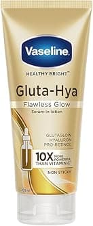 Vaseline Gluta-Hya Flawless Glow Lotion for Face & Body | Gives Brighter Skin | Glutathione & Pro-Retinol Infused Moisturizer, 200ml