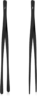 Tifanso Kitchen Tongs for Cooking - 2PCS 12" Stainless Steel Cooking Tongs Tweezers, Metal Fine Kitchen Utensils with Precision Serrated Tips, Professional Chef Tweezers for Serving, BBQ, Pasta, Salad