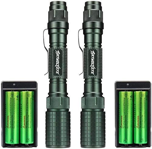 Skywolfeye Led Flashlight 2 Pack Super Bright Flashlights Rechargeable High Lumens Torch 5 Modes Zoomable Waterproof for Camping Kids Adults Outdoor Hiking Emergency (Green)
