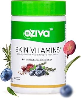 Skin Vitamins 60 Capsules for Men & Women (with Hyaluronic Acid, Vitamin E & C for Radiant Skin & Hydration, Certified Clean & Vegan, 50 grams