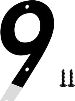 12 Inch Metal House Numbers Letters, Black House Address Letters, Outdoor Mailbox Numbers, Modern Metal Address Number Letter for Homes, Apartments, Farms, Outside (9)