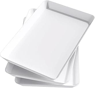 Sponsored Ad – Reusable Plastic Serving Tray, Serving Platters for Party, White Tray Dishes for Snacks, Food, Cookies, Set of 3, 36 * 24cm, BPA Free