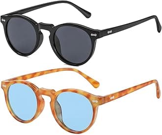 Gleyemor Vintage Polarized Sunglasses for Men Round Sunglasses UV400 Protection Retro Hand-crafted Acetate Frame