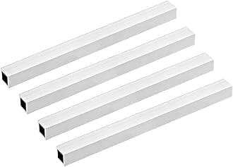 6063 Aluminum Square Tube, 15mmx15mmx2mm Wall Thickness 200mm Length Seamless Straight Pipe Tubing 4 Pcs