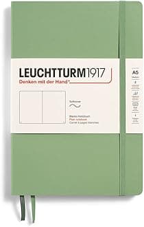LEUCHTTURM1917 - Notebook Softcover Medium A5-123 Numbered Pages for Writing and Journaling (Plain, Sage)