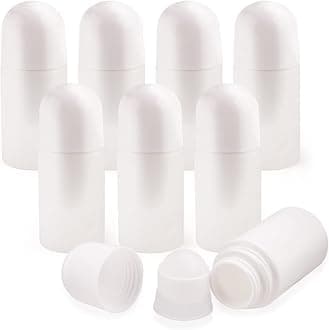 8 Packs Roll On Deodorant Bottles 1.7oz/50ml Empty Deodorant Containers Plastic Rollerball Bottles Refillable Roller Container For Homemade Natural Deodorant