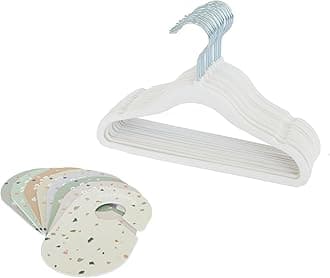 Baby Closet Organizer Set - 15 Nursery Hangers with 8 Size Dividers, Closet Dividers for Baby Clothes and Clothes Organizer for Infant to Toddler Clothing - Cream Hangers & Terrazzo Dividers