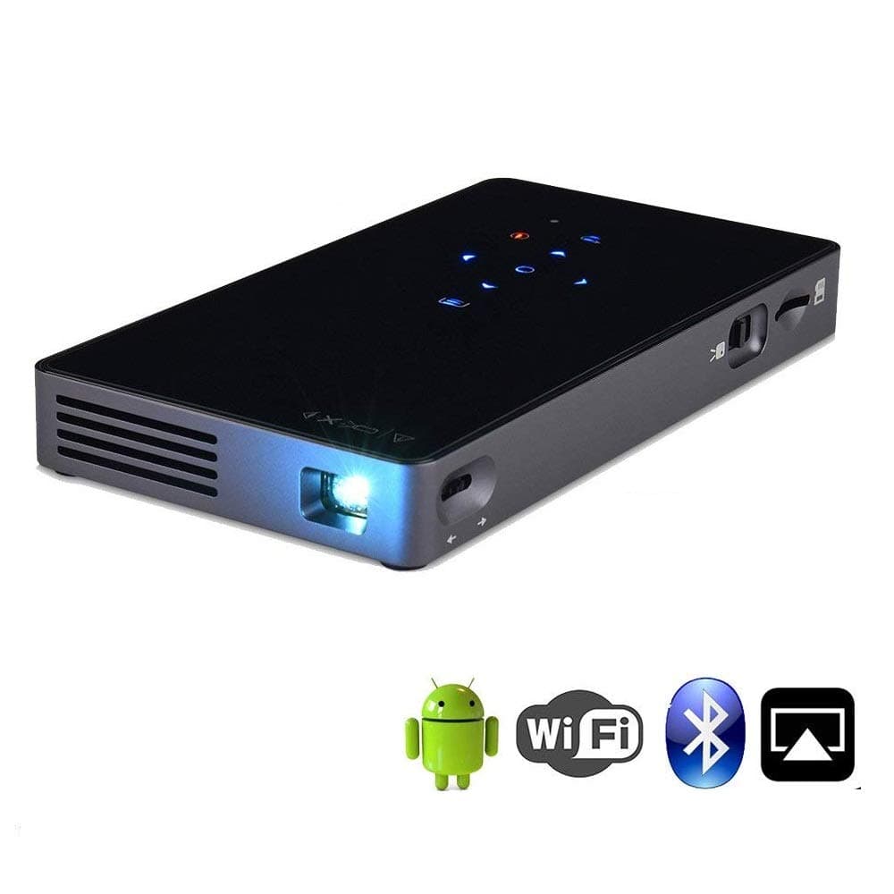 Smart Projector Android Mini Portable Projector, Support HDMI USB TF Card WiFi Bluetooth for Home Theater Traveling Business Meeting