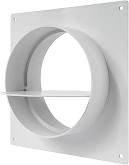 Vent Systems 125 mm / 5" Inch - Air Vent Duct Connector Flange - Plastic Ventilation Pipe with Valve - Ducting Connector for Round Flexible or Straight Pipes, Ventilation System HVAC