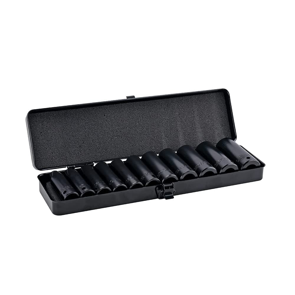 AEROPRO Tools 1/2" Drive Deep Impact Socket Set, 11 Piece ,6 Point ,3/8 to 1 inch,Cr-V Steel