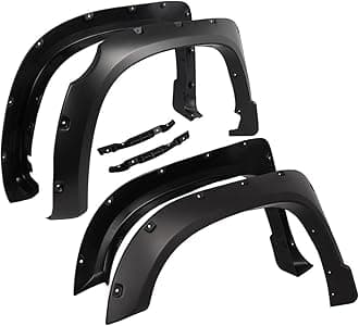 Speedmotor for 2014 2015 2016 2017 2018 Toyota Tundra Pocket Rivet Style Wheel Fender Flares Smooth Black Polypropylene