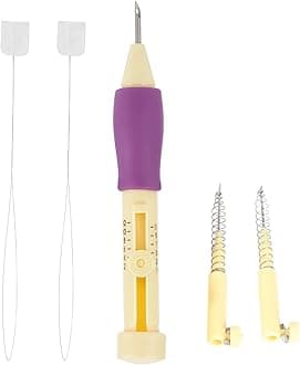 Punch Needle Embroidery Set Embroidery Needle Punch with 3 Sizes Needle Pen Kit Tool for DIY Craft for DIY Threaders Sewing Knitting for Mother(Yellow +)
