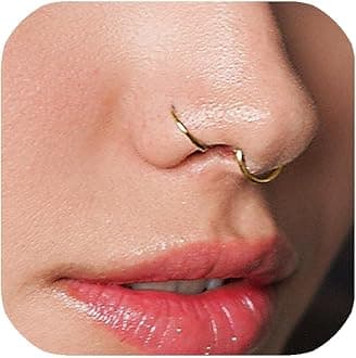 LUCKYJEWUS Small Thin Gold or Sterling Silver Nose Ring Hoop for Women, Tiny Nose Piercing jewelry