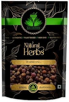 SAI HERBS Baibidang - Vaividang Black - Vavring - Wavring - Embelia Ribes - False Black Pepper - Pure & Natural (500 Grams)