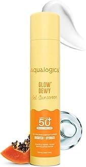 Glow+ Dewy Sunscreen with Vitamin C, Hyaluronic Acid & Papaya Extract | SPF 50 PA++++ Broad Spectrum UVA/UVB Protection, Brightening, Hydrating, Lightweight & No White Cast Protection, 50g