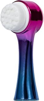 Face Brush 2 in 1, Silicone Facial Cleansing Exfoliating Brush Soft Bristles Pore Deep Cleansing Manual Dual Face Wash Scrub Brush for Massaging, Makeup Skincare Removal, Gradient Sky Blue