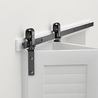 30" Bi-Folding Sliding Barn Door Hardware Track Kit,Smoothly&Quietly,Side Mounted Black Roller,Easy Install,Door Not Included [Fit Double 13" Bifold Doors]