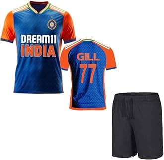 India Jersey Gill T20 Cricket Jersey Tshirt With Shorts (Kids,BoysMen)