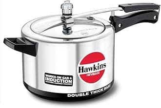 Hevibase Induction Compatible Aluminium Inner Lid Pressure Cooker, 5 Litre, Silver (IH50)