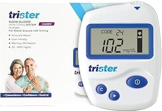 Blood Glucose Monitoring System TS‑375BG - 25 Test Strips Included, Gold Electrode, 4 µL / 11‑Second Sip‑In Test, 100‑Memory Capacity