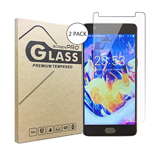 (2 Pack) OnePlus 3T Screen Protector，[Thickness 0.3mm] [9H Hardness] [Bubble Free] [Easy to Install] [Anti-Scratch] 2.5D Round Edge Tempered Glass Screen for OnePlus 3T