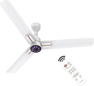 POLYCAB Wizzy Neo LED 1200mm 5-Star BLDC, Remote Ceiling fan for Living Room | 8 Purple LED Speed Indicator | High Air Delivery, 25 Speed Control,Free Installation | 4-yr Warranty【White Rose Gold】